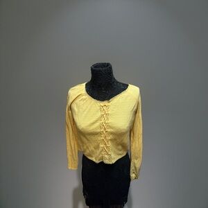 American‎ Eagle Outfitters Yellow Tie Front Crop Blouse